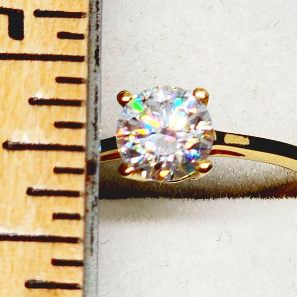 Moissanite Solitaire ring in 14K Yellow Gold over Sterling Silver 1.00 ct sz 8 - Picture 2 of 4